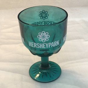Vintage blue Hershey Park glass goblet 6" Chalice Amusement Park Souvenir